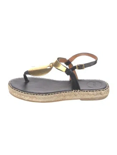 Pre-owned Chloé Leather Espadrilles In Black