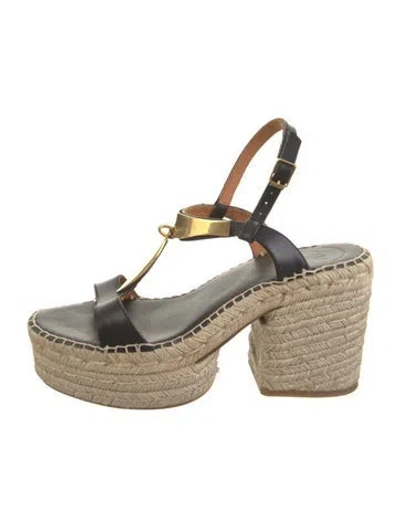 Pre-owned Chloé Leather Espadrilles In Black