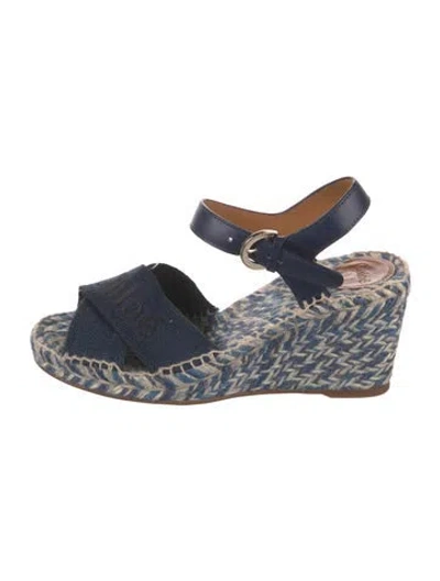 Pre-owned Chloé Leather Espadrilles In Blue