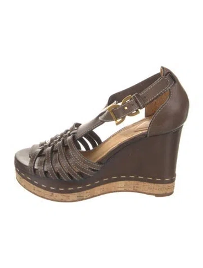 Pre-owned Chloé Leather Espadrilles In Brown