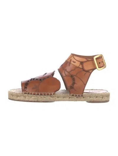 Pre-owned Chloé Leather Espadrilles In Brown