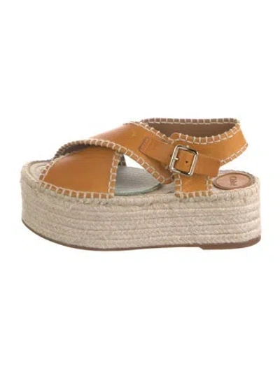 Pre-owned Chloé Leather Espadrilles In Brown