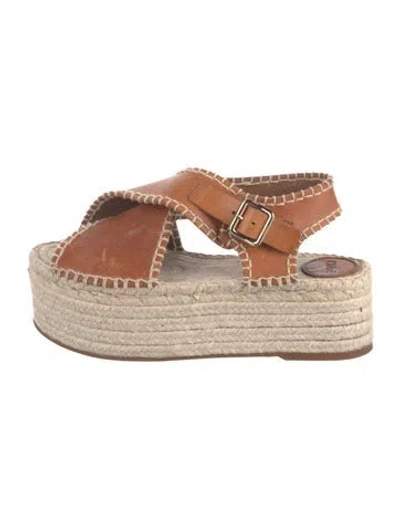 Pre-owned Chloé Leather Espadrilles In Brown