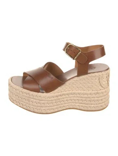 Pre-owned Chloé Leather Espadrilles In Brown