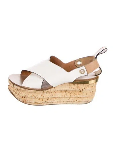 Pre-owned Chloé Leather Espadrilles In White