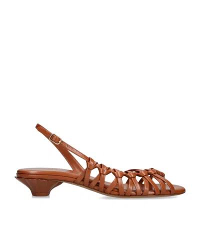 Chloé Leather Estra Slingback Sandals 40 In Brown
