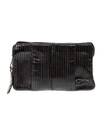Pre-owned Chloé Leather Evening Bag In Black
