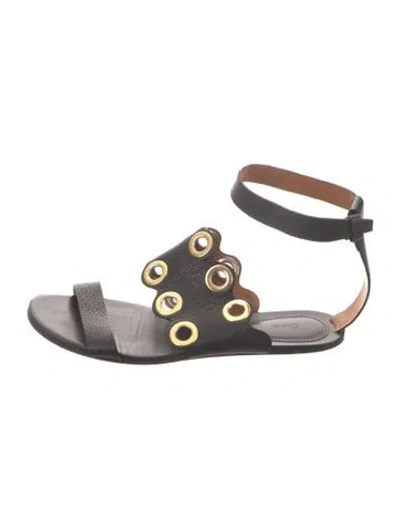 Pre-owned Chloé Leather Eyelet Trim Gladiator Sandals In Black