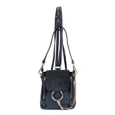 Pre-owned Chloé Leather Faye Backpack In Blue
