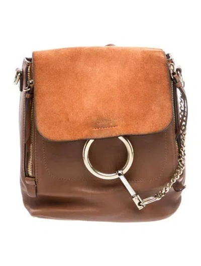 Pre-owned Chloé Leather Faye Backpack In Brown