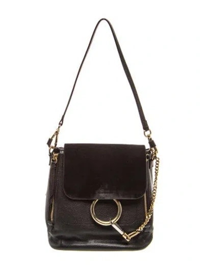 Pre-owned Chloé Leather Faye Backpack Medium In Black