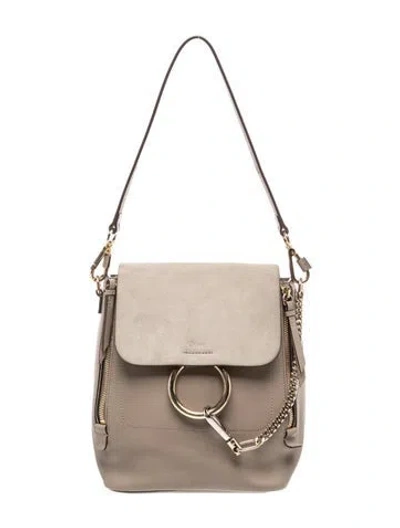 Pre-owned Chloé Leather Faye Backpack In Neutral