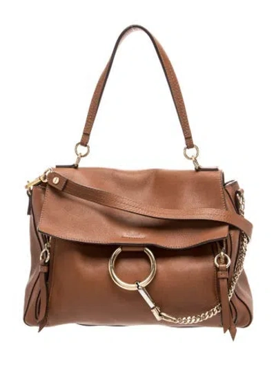 Pre-owned Chloé Leather Faye Day Medium In Brown