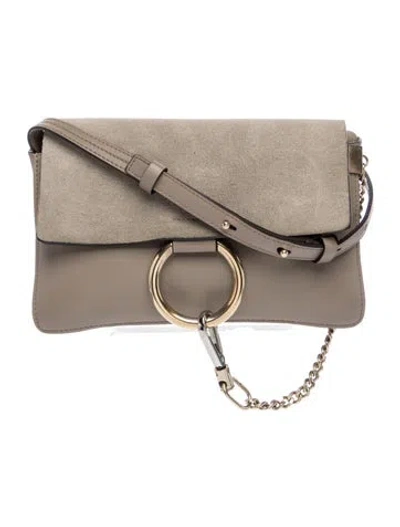 Pre-owned Chloé Leather Faye In Gray
