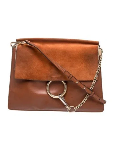 Pre-owned Chloé Leather Faye Medium In Brown