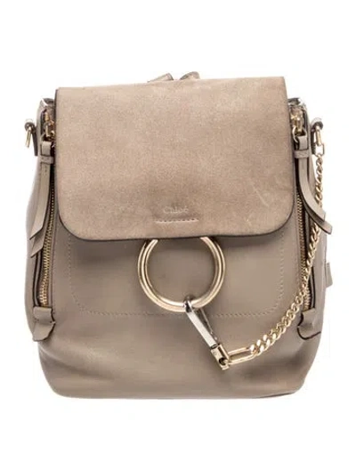 Pre-owned Chloé Leather Faye Medium In Gray