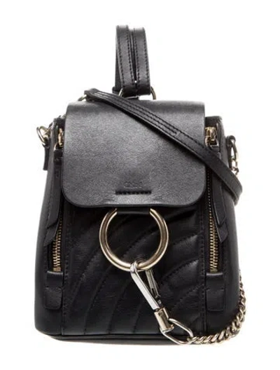 Pre-owned Chloé Leather Faye Mini Backpack Mini In Black