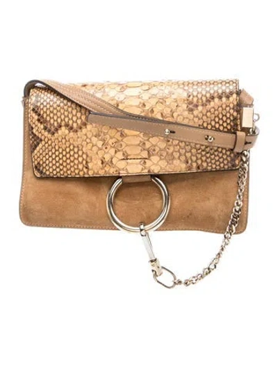 Pre-owned Chloé Leather Faye Mini In Neutral