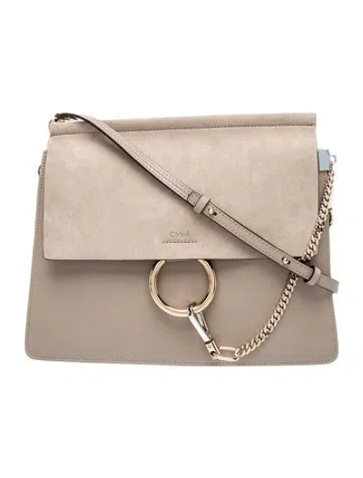 Pre-owned Chloé Leather Faye In Neutral