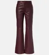 Chloé Flared Textured Lambskin Leather Trousers In Burgundy