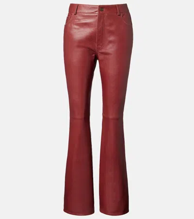 Chloé Chloe Leather Flared Pants In Burgundy
