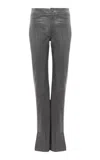 Chloé Leather Flared Trousers In Dark Grey