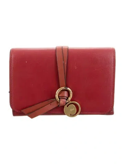 Pre-owned Chloé Leather French Purse In Red