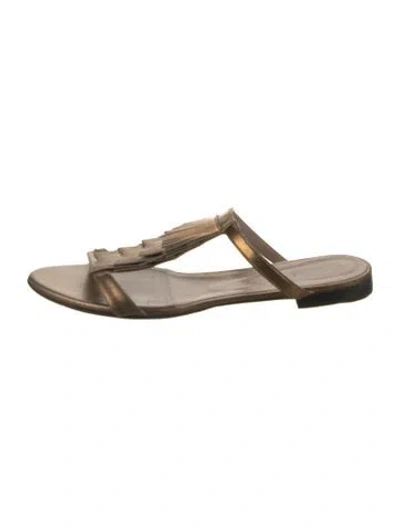 Pre-owned Chloé Leather Fringe Trim Accent Slides