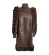 Chloé Leather Fur-trim Coat In Brown
