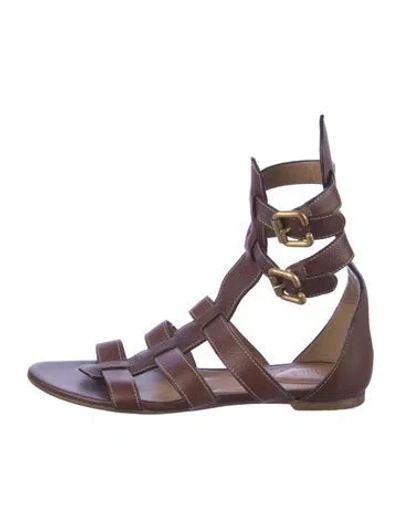 Pre-owned Chloé Leather Gladiator Sandals In Brown