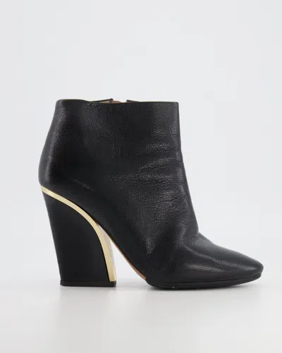 Chloé Chloe Leather Gold-detailed Heeled Boots In Black