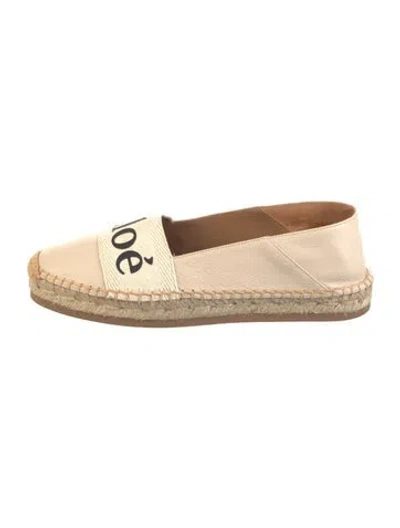 Pre-owned Chloé Leather Graphic Print Espadrilles In Neutral