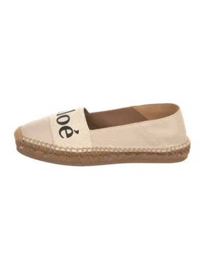 Pre-owned Chloé Leather Graphic Print Espadrilles In Neutral