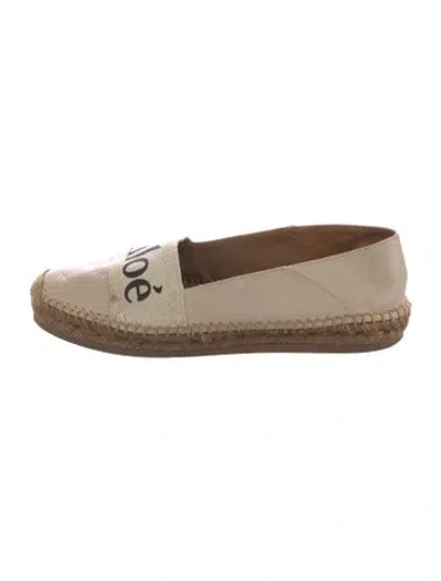 Pre-owned Chloé Leather Graphic Print Espadrilles In Neutral