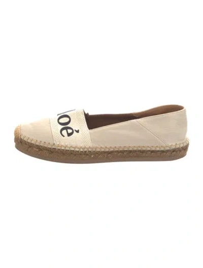 Pre-owned Chloé Leather Graphic Print Espadrilles In Neutrals
