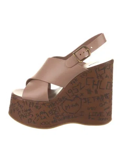 Pre-owned Chloé Leather Graphic Print Sandals In Multi