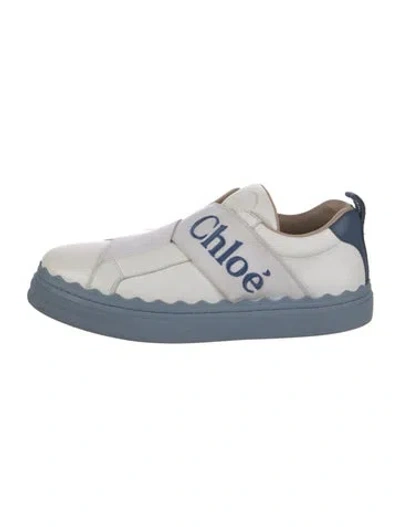 Pre-owned Chloé Leather Graphic Print Sneakers In Blue