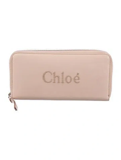 Pre-owned Chloé Leather Graphic Print Wallet In Pink