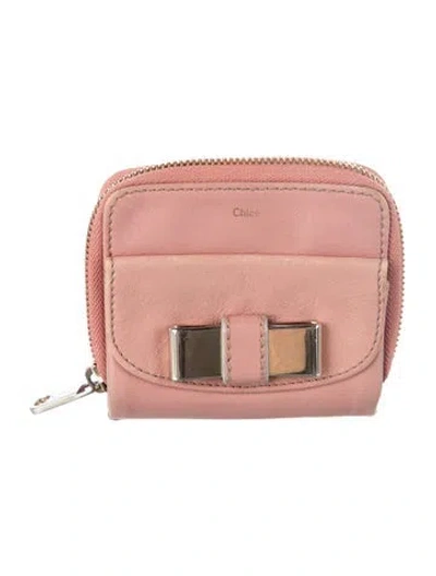 Pre-owned Chloé Leather Graphic Print Wallet In Pink