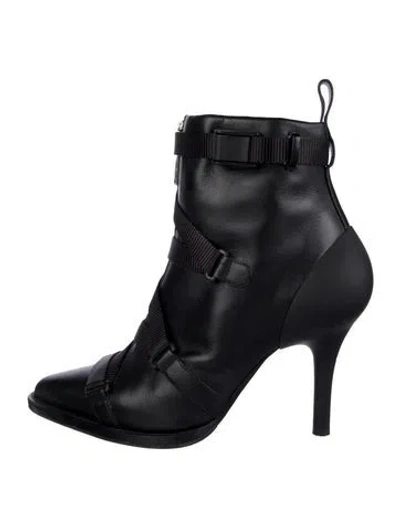 Pre-owned Chloé Leather Grosgrain Trim Boots In Black
