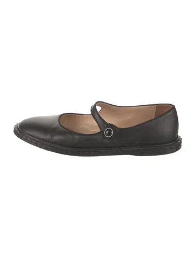 Pre-owned Chloé Leather Grosgrain Trim Mary Jane Flats In Black