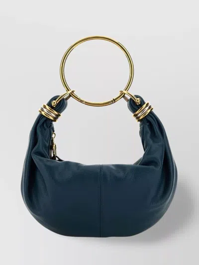 Chloé Leather Handbag Circular Handle In Blue