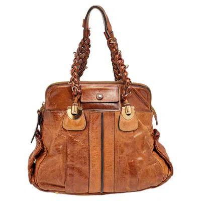 Chloé Leather Heloise Large Satchel In Brown