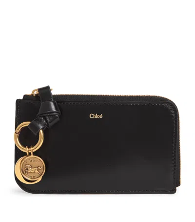 Chloé Leather Iconic Zipped Card Holder In Black