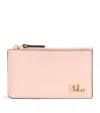 Chloé Leather Iconic Zipped Card Holder In Pink