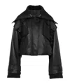 Chloé Ribbed Knit-trimmed Leather Bomber Jacket In Black