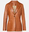 Chloé Structured Leather Blazer Notched Lapel In Brown