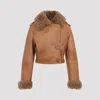 Chloé Cropped Shearling-trimmed Leather Jacket In Brown