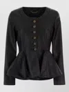 Chloé Leather Jacket Button Detail Long Sleeves In Black