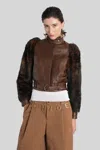 Chloé Leather Jacket With Belted Waist And Fur Sleeves In Brown